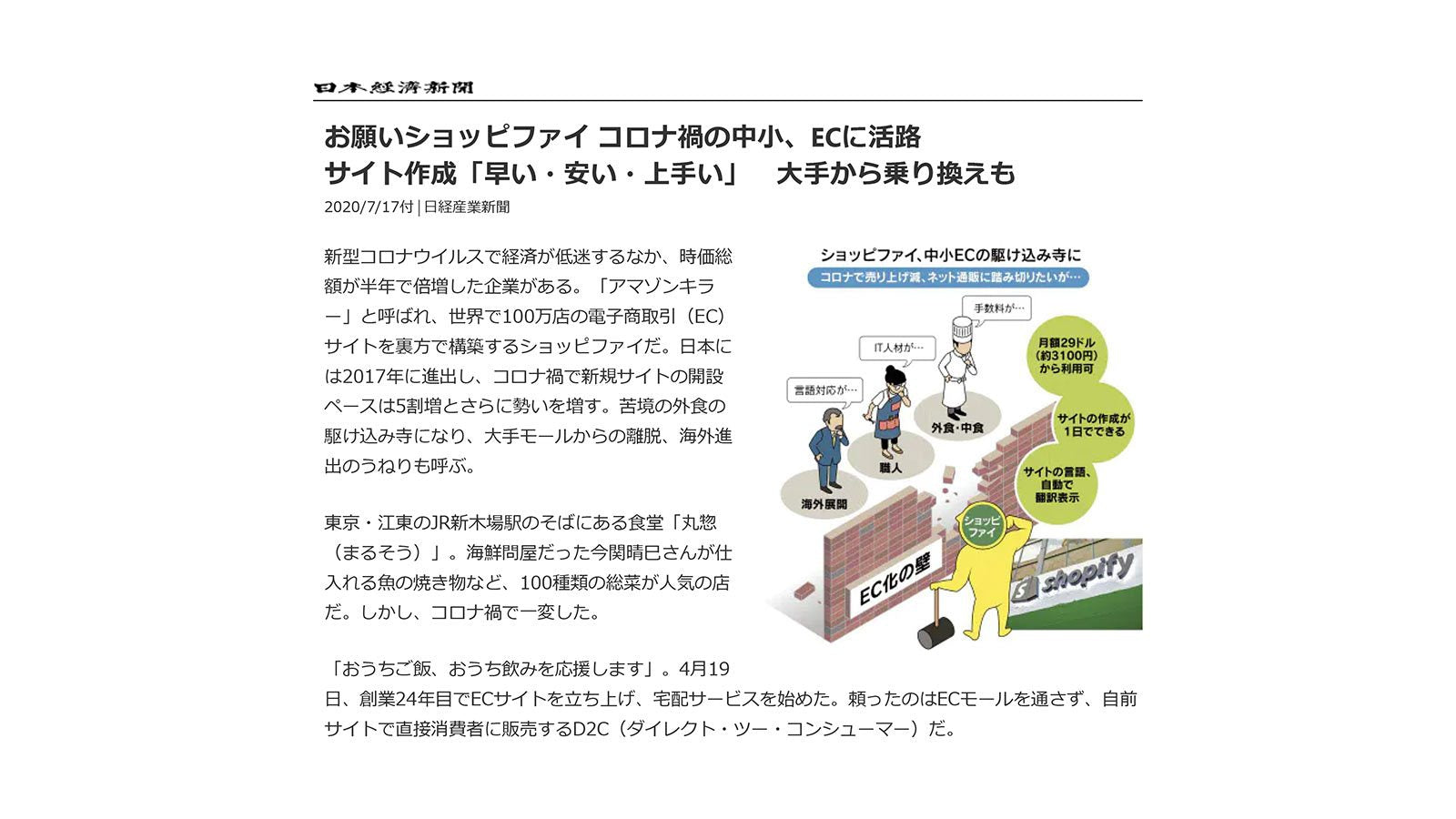 日経新聞電子版・日経産業新聞に掲載